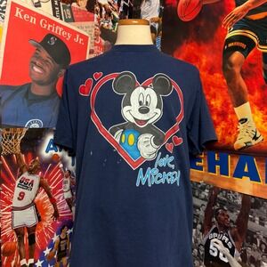 Vintage 90s Disney Mickey Mouse Heart Graphic Tee Single Stitch Sz XL